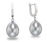 Women Pearl Earrings, Fresh Water Cultured Pearls Drop Shape 10,5-11 mm White, Lavender, Peach and treated Grey and Black colours by Secret & You | Sterling Silver 925