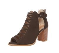 Women Peep Toe Ankle Boots, Gladiator Block Heel Sandals with Side Zipper, Summer High Heels for Office, Party & Formal Occasions | Comfort Low/Mid Heel Cut Out Shoes