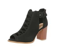 Women Peep Toe Ankle Boots, Gladiator Block Heel Sandals with Side Zipper, Summer High Heels for Office, Party & Formal Occasions | Comfort Low/Mid Heel Cut Out Shoes