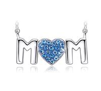 Women Pendant Jewelry Decorated With Crystals From Red Heart Mother'S Day Fashion Gifts Blue