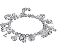 Women Personalized Charm Bracelets 925 Sterling Silver Plated Fashion Crystal Pendant Bangle For, Beauty, Art Useful and Professional