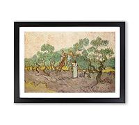 Women Picking Olives by Vincent Van Gogh Framed Print | A2 Black Framed Wall Art | Ready to Hang | Modern Historical Picture | Living Room Bedroom Lounge Office