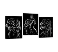 Women Pictures Wall Art for Bedroom Decor 3 Panels Sexy Girls Posters Wall Decor Artwork Lesbian Painting Canvas Prints Art Bathroom Home Decor Framed 12" Wx16 Hx3pcs