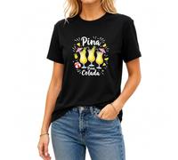 Women Pina Colada Cocktail Graphic T-Shirt Tropical Pineapple Drink Crew Neck Short Sleeve Soft Loose Casual Summer Beach Hawaiian Holiday Tee Tops (UK, Alpha, S, Regular, Regular, Black)