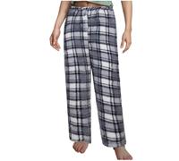 Women Plaid Print Solid Color Trousers Plush Warm Loose Casual Checked Flannel Pocket Long Pants Soft Comfort Daily Wear Autumn Winter Fashion Cozy Loungewear Versatile Style