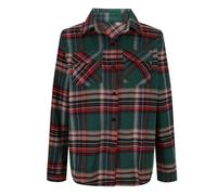 Women Plaid Shirt Clearance Tartan Flannel Shirts Checked Lapel Long Sleeve Button Down Shirts Office Work Blouses Fall Lightweight Comforty Jackets Casual Loose Coats Boyfriend Tops UK Size S-XXL