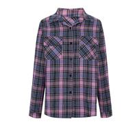 Women Plaid Shirt Clearance Tartan Flannel Shirts Checked Lapel Long Sleeve Button Down Shirts Office Work Blouses Fall Lightweight Comforty Jackets Casual Loose Coats Boyfriend Tops UK Size S-XXL