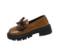 Women Platform Chunky Loafers Height Increasing Lug Sole Middle Heels Loafers Patent Leather Shoes British Style Round Toe Closed Toe Slip On Shoes Office Work Footwear for Spring Autumn 3.5-7.5