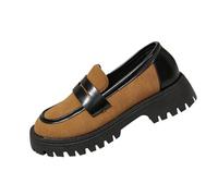 Women Platform Chunky Loafers Lug Sole Chunky Loafers Round Toe Height Increasing Patent Leather Shoes Soft Sole Slip On Shoes British Style Casual Office Work Footwear for Spring Autumn 3.5-7.5
