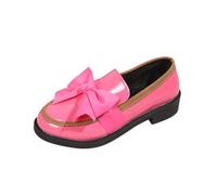 Women Platform Chunky Loafers with Bow Lug Sole Middle Heels Loafers Patent Leather Shoes British Style Round Toe Closed Toe Slip On Shoes Casual Office Work Footwear for Spring Autumn 3.5-7.5