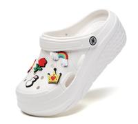 Women Platform Clogs Slippers Nursing Clogs Summer Beach Pool Shower Sandals Women Thick Sole Sandals Socks Garden Shoes White 38