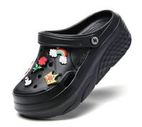 Women Platform Clogs Slippers Nursing Clogs Summer Beach Pool Shower Sandals Women Thick Sole Sandals Socks Garden Shoes Black 38