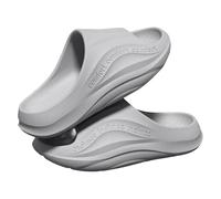 Women Platform Slides Chunky Sole Open Toe Wide Fit Non Slip Plain Slippers Unisex Adult Womens Mens Indoor Bedroom House Shoes Summer Casual Lightweight Comfortable Footwear (Grey, 40)