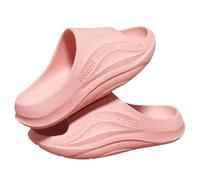Women Platform Slides Chunky Sole Open Toe Wide Fit Non Slip Plain Slippers Unisex Adult Womens Mens Indoor Bedroom House Shoes Summer Casual Lightweight Comfortable Footwear (Pink, 38)