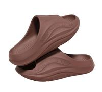 Women Platform Slides Chunky Sole Open Toe Wide Fit Non Slip Plain Slippers Unisex Adult Womens Mens Indoor Bedroom House Shoes Summer Casual Lightweight Comfortable Footwear (Coffee, 44)