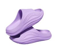 Women Platform Slides Chunky Sole Open Toe Wide Fit Non Slip Plain Slippers Unisex Adult Womens Mens Indoor Bedroom House Shoes Summer Casual Lightweight Comfortable Footwear (Purple, 40)