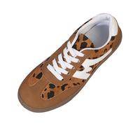 Women Platform Sneakers Fashion Animal Print Lace Up Comfort Walking Casual Shoes Non Slip Lightweight Sole Design for Daily Outfit (Brown, 4.5)