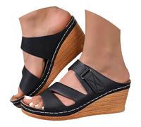 Women Platform Wedge Sandals Ankle Strap Wedges Women's Sandals Adjustable Hook & Loop Closure Breathable Cut Out Non Cork Like Sole Summer Shoes White Sandal GLIP Flops Ladies Sandles Size 5