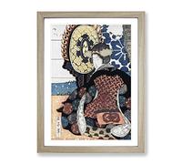 Women Playing A Drum By Yashima Gakutei Asian Japanese Framed Print | A4 Oak Framed Wall Art | Ready to Hang | Asian Music Picture | Living Room Bedroom Lounge Office