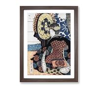Women Playing A Drum By Yashima Gakutei Asian Japanese Framed Print | A4 Walnut Framed Wall Art | Ready to Hang | Asian Music Picture | Living Room Bedroom Lounge Office