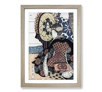Women Playing a Drum by Yashima Gakutei Framed Print | A2 Oak Framed Wall Art | Ready to Hang | Modern Music Picture | Living Room Bedroom Lounge Office