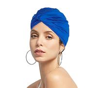 Women Pleated Fabric Swim Hat Soft Elastic Nylon Bathing Cap Shower Cap Adjustable Swimming Cap Turban Ladies Ear Protection Swim Cap Hat for Beach Surfing Springs Beauty Yoga