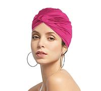 Women Pleated Fabric Swimming Cap Turban Style Swim Pool Beach Surfing Bathing Shower Cap Elastic Ears Protection Soft Cross Beanie Headwear Chemo Night Sleep Hat Solid Color For Long Short Hair