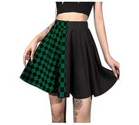 Women Pleated Plaid Gothic Skirt Hip Hop Style Black Mini Skirt Punk Gothic Spring Autumn Skirt