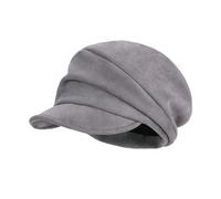 Women Pleated Velvet Newsboy Cap Soft Winter Warm Beret Hat with Adjustable Strap Visor Beret Peaked Caps Vintage Painter Baker Boy Hat Artist Hats Cabbie Flat Caps Short Brim Cap for Outdoor Grey