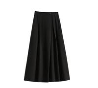 Women Plus Size Early Fall Large Size Suit Casual Loose A- Line Midi Skirt Black XXL