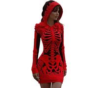 Women Plus Size Gothic Punk Bat Sleeve Halloween Printed Irregular Party Dress Female Bride Costume Elegant Alternative
