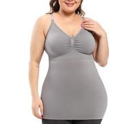 Women Plus Size High Elastic Breastfeeding Vest Mother Feeding On The Button Maternity Bra Underwear Dress with Corset (Grey, XXXXL)