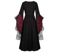 Women Plus Size Long Dress Cold Shoulder Butter Fly Sleeve Dress Halloween Solid Color Splicing Elegant Formal Dresses for Women Evening Long