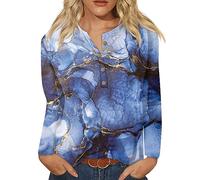 Women Plus Size Long Sleeve Tops 2023 Trendy V Neck Button Up Retro Graphic Print Shirts Fall Tunic Blouses,4-Dark Blue,XL,Ruffle Long Sleeve Top Vintage Clothing Shirts for Older Women
