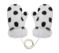 Women Plush Fluffy Mittens Cute Print Furry Gloves with Anti-lose String Super Soft Thermal Winter Gloves Fleece Windproof Full Finger Glove Outdoor Cycling Ski Glove Fashion Fuzzy Cold Weather Mitt
