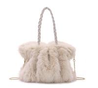 Women Plush Tote Handbag Soft Fluffy Faux Fur Crossbody Bag Girls Cute Winter Warm Shoulder Bag(Beige)