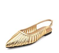Women Pointed Cutout Woven Slingback Flat Sandals, Back Buckle Strap Casual Office Dress Shoes Multi Colors,gold,42
