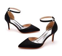 Women Pointed Toe High Heel,Wedding Party Prom Dress Shoes,Stiletto Pointed Toe Ankle Strap Pumps Shoes,for Ladies Bridal Wedding Evening Party Black
