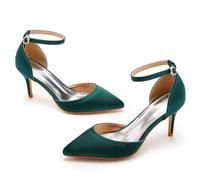Women Pointed Toe High Heel,Wedding Party Prom Dress Shoes,Stiletto Pointed Toe Ankle Strap Pumps Shoes,for Ladies Bridal Wedding Evening Party Dark Green