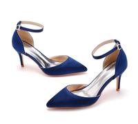 Women Pointed Toe High Heel,Wedding Party Prom Dress Shoes,Stiletto Pointed Toe Ankle Strap Pumps Shoes,for Ladies Bridal Wedding Evening Party Navy Blue