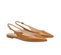 Women Pointed Toe Slingbacks Flat Shoes Comfortable Casual Daily Mules Simple Buckle Strap Slip on Sandals Classic Low Heel Dress Shoes for Summer Wedding Party,Brown,2 UK