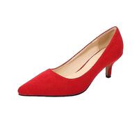 Women Pointed Toe Solid Flat High Heels Single Business Shoes Shoes Women Waterproof, red, 10 UK