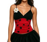 Women Polka Dot Ladybug Shirt Lady Bug Bee Tank Top Halloween Costume