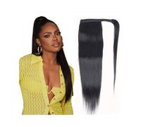 Women Ponytail Extension Human Hair Wrap Around Clip in Hair Piece 8-32 Inch Brazilian Remy Hair Straight Ponytail Hair Extensions with Magic Paste Daily use(28inches)