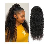 Women Ponytail Extensions Brizilian Clip In Ponytail Soft Feel Hair Kinky Curly Ponytail Human Hair For Women Drawsting Kinky Straight Daily use(24Inches)