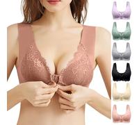 Women Post Surgery Front Fastening Sports Bra with Wide Back Support Sale Full Coverage Bra Non Wired UK Clearance Sexy Lace Push Up Wirefree Bras Womens Bralettes Underwear Breathable (Coffee, 7XL)