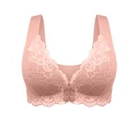 Women Post Surgery Front Fastening Sports Bra with Wide Back Support Sale Full Coverage Bra Non Wired UK Clearance Sexy Lace Push Up Wirefree Bras Womens Bralettes Underwear Breathable (Pink, 7XL)