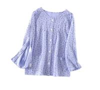 Women Post Surgery Tearaway Care Top Long Sleeve Fracture Recovery Gowns Bedridden Disability Clothing (Color : Blue, Size : L)