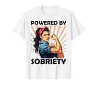 Women Powered by Sobriety anniversary AA NA Recovery sober T-Shirt
