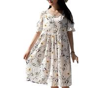 Women Pregnancy Dress UK Sale Clearance Ladies Floral Printed Gown Maternity Skirt Short Sleeve Maxi Round Neck Dresses Midi Dress A-Line Gown Ruched Skirt Casual Summer Maxi Loose Fit Dresses